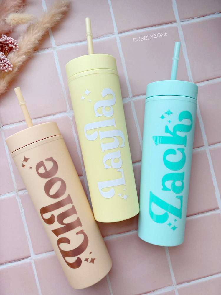 Personalised Colour Pop Plastic Tumbler with Straw 16oz