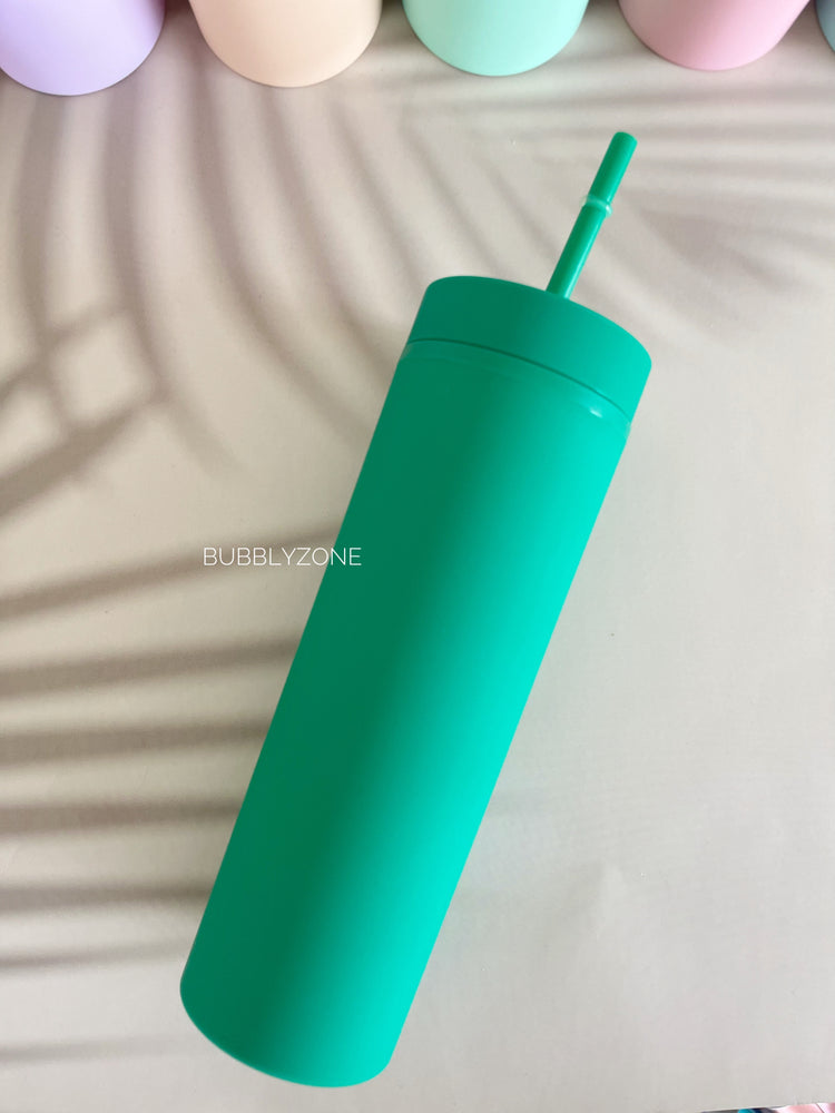 Blank 16oz Skinny Acrylic Tumbler with matching straw