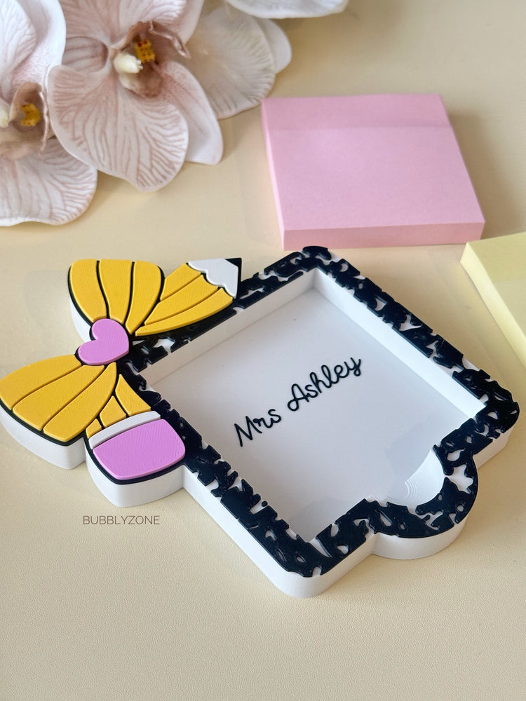 Custom Pencil Bow Sticky Note Holder