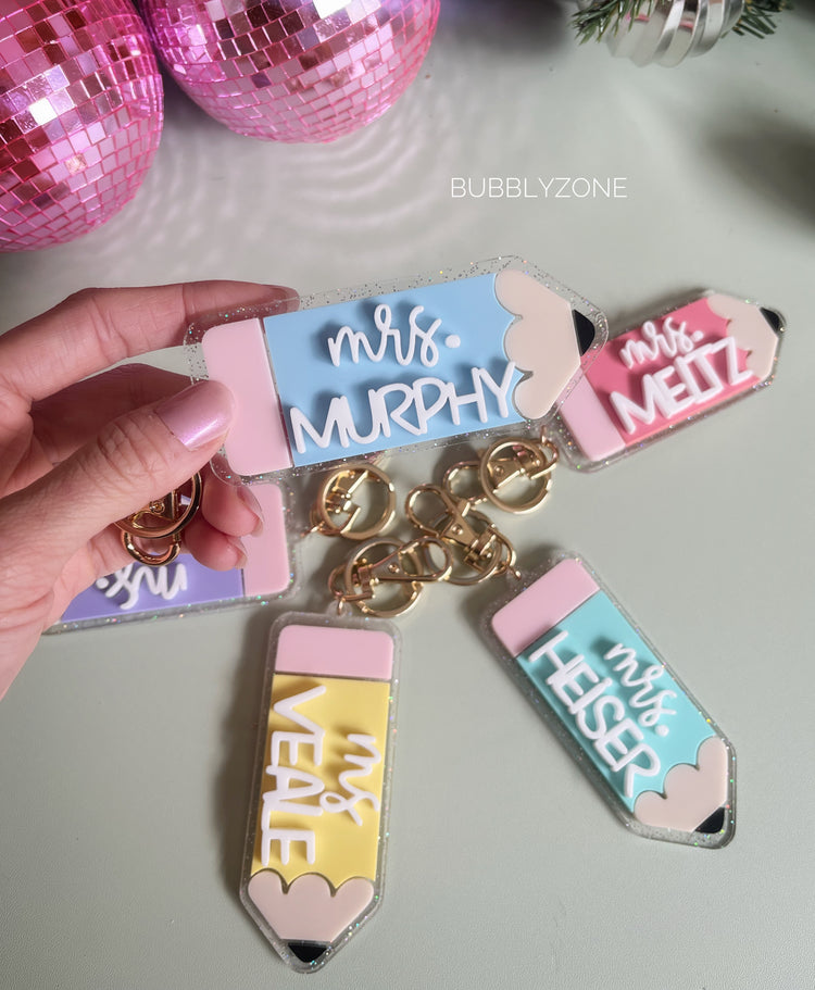 Personalised Teacher Acrylic Pencil Keychain