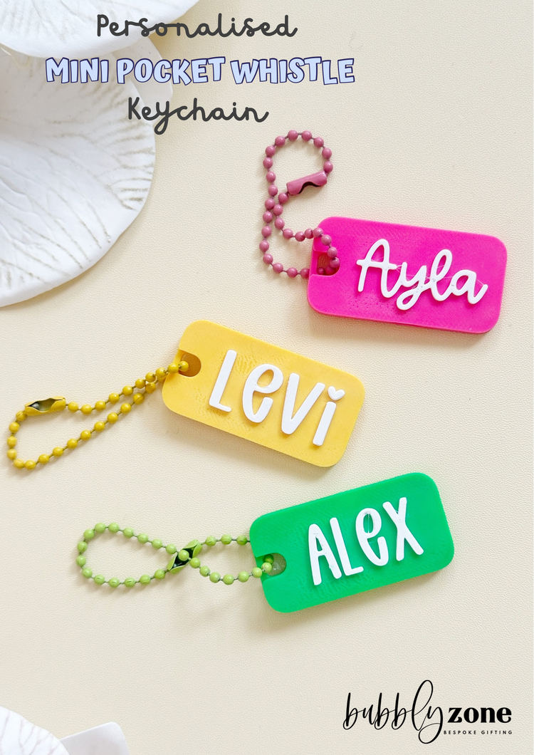 Personalised Mini Pocket Whistle Keychain