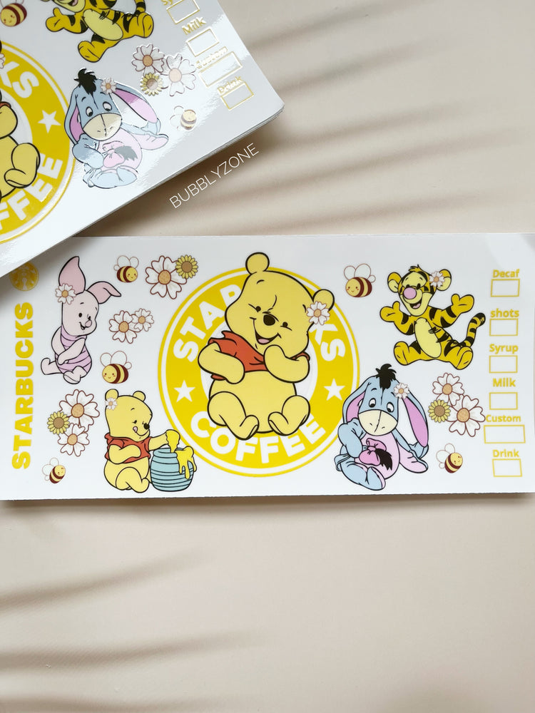 Winnie The Pooh Starbucks Coffee UV DTF Wrap