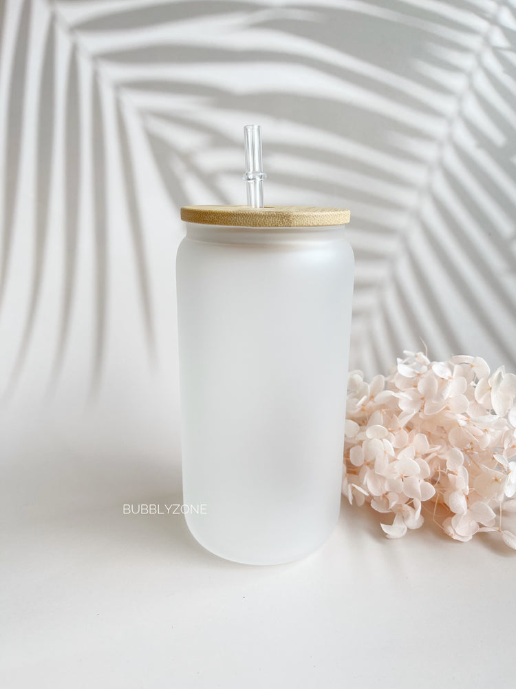 Blank 16oz Libbey Clear / Frosted Sublimation Glass Can