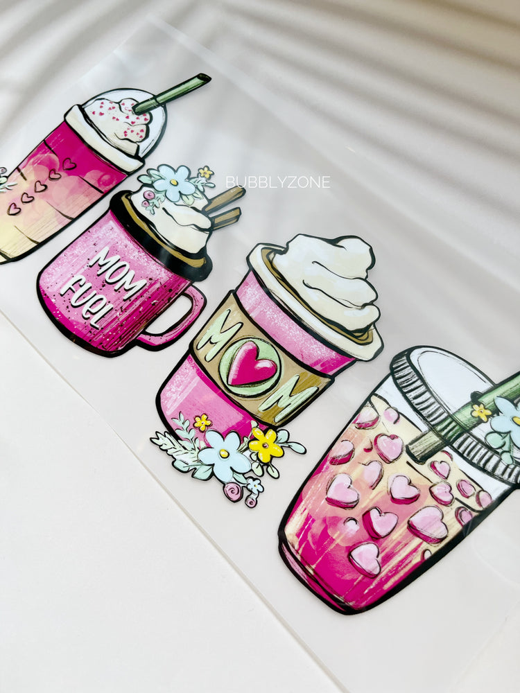 Mom Fuel Coffee Latte Cup DTF Transfer Ready to Press