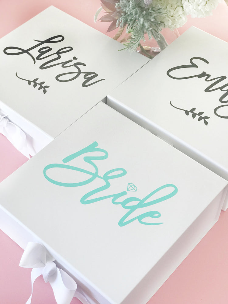 Personalised Bridal Hamper Box- Magnetic flap with ribbon