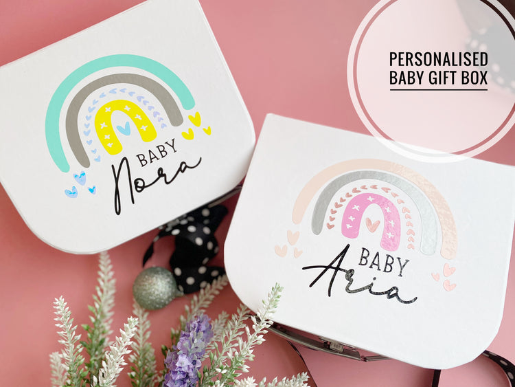 Personalised Baby Rainbox Suitcase Gift Box