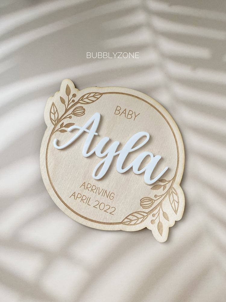 Personalised Pregnancy Announcement Plague with Acrylic Name