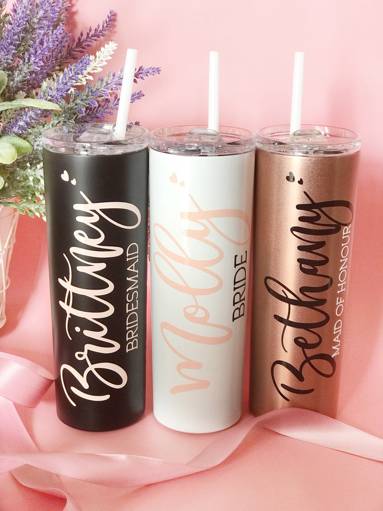 Personalised 20oz Insulated Tumbler with Straw ( Name & Role Style)