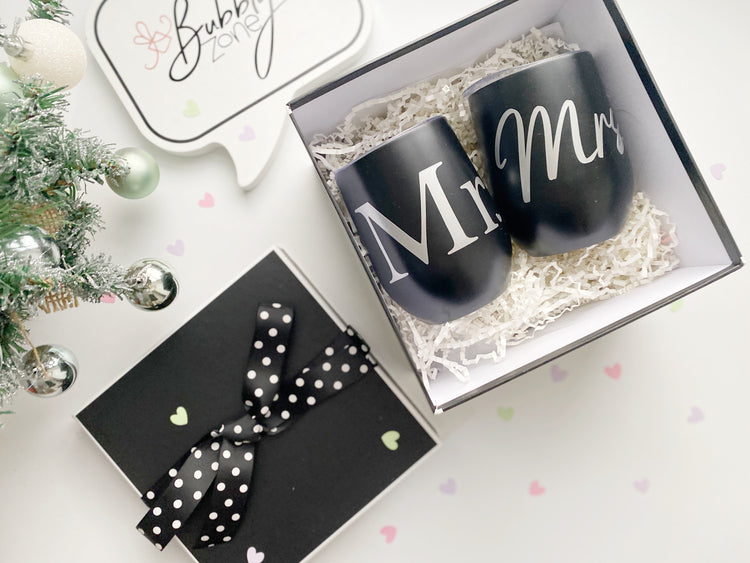 Mr and Mrs Black Tumblers - Gift Box included