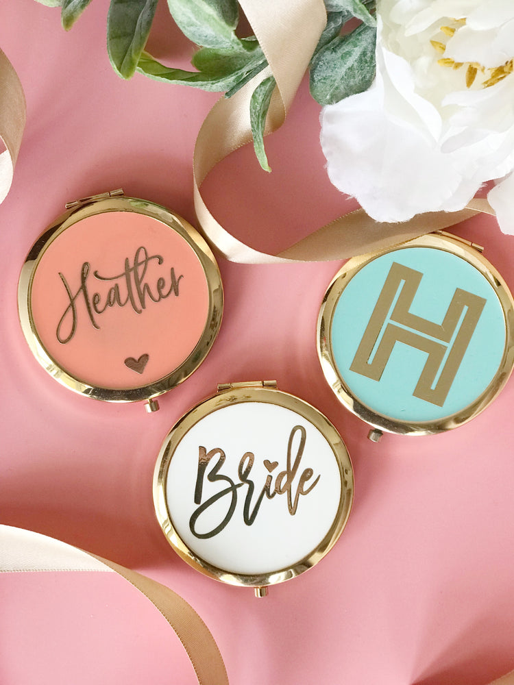 Personalised Enamel Compact Mirror