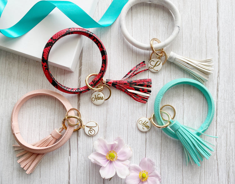 Personalised Wristlet Bangle Tassel Keychain