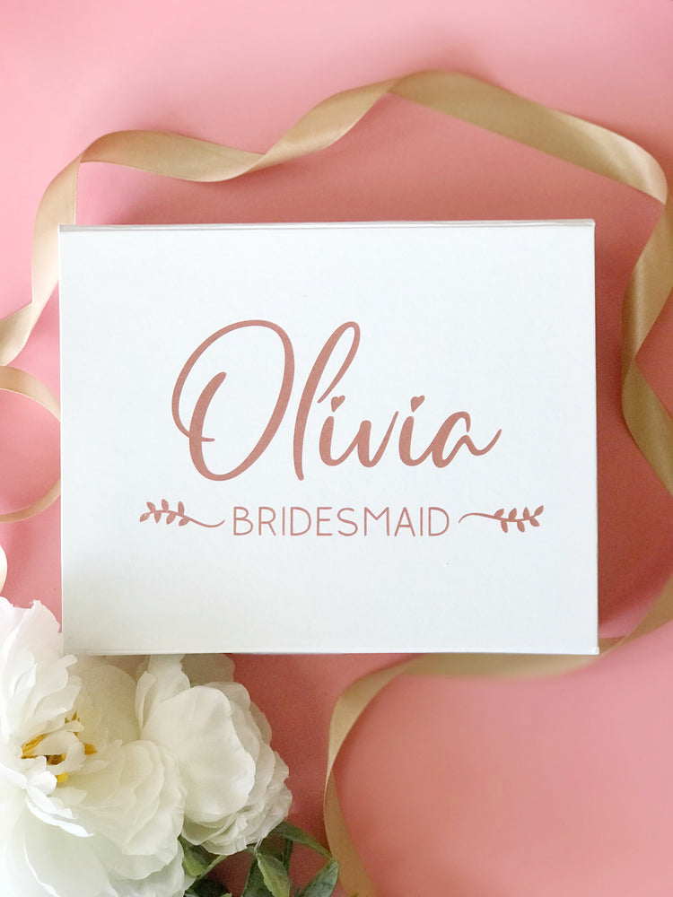 Personalised Bridesmaid Box - White Magnetic Flap