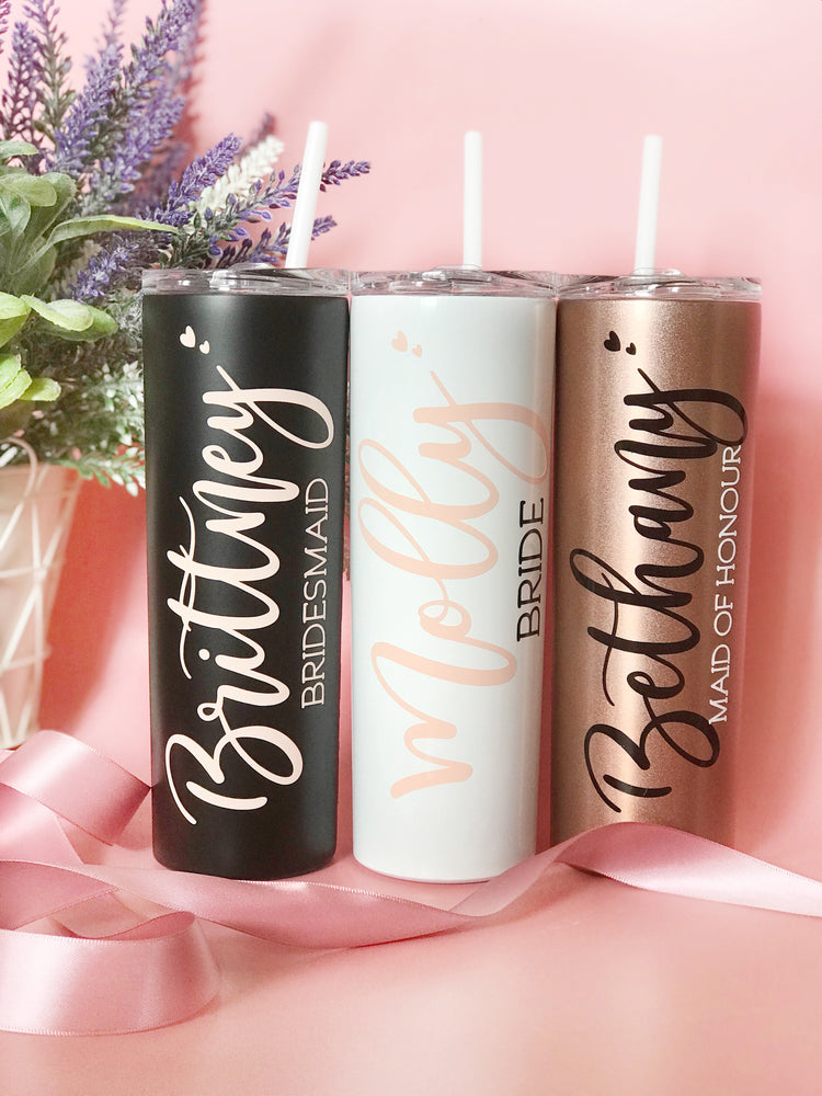 Personalised 20oz Insulated Tumbler with Straw ( Name & Role Style)
