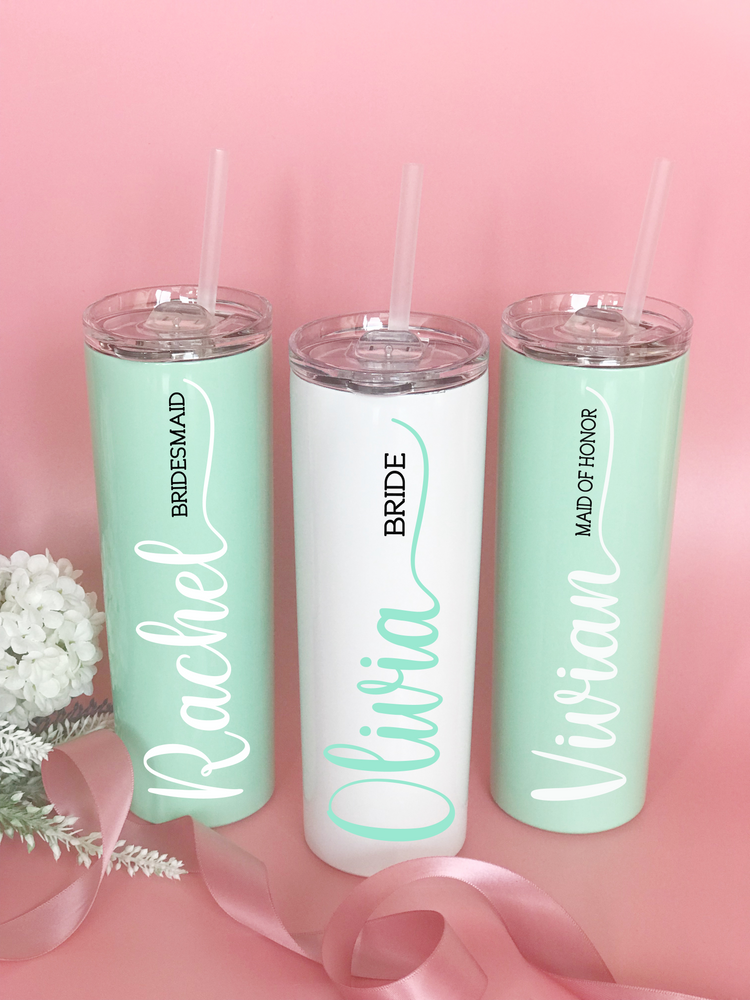 Personalised 20oz Vacuum Insulated Stainless Steel Tumbler with Straw ( Name & Role Style)