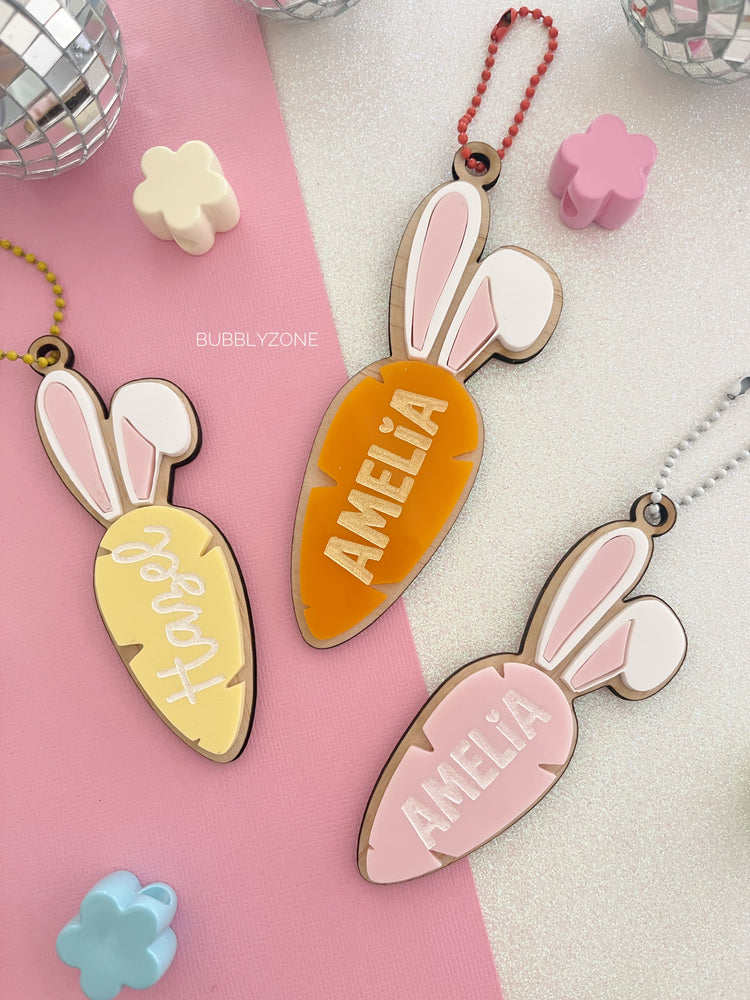 Personalized Bunny Carrot Easter Basket Tag