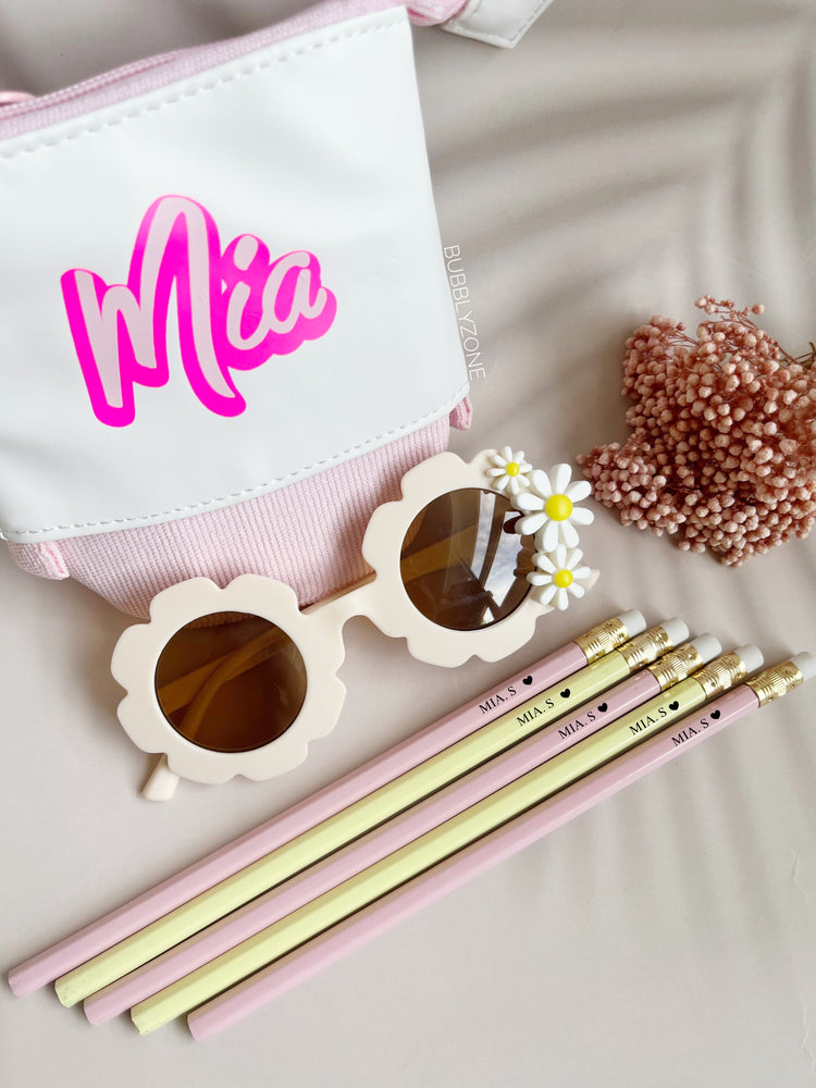 Personalized Kids Gift Set: Sunglasses, Pencil Case & Engraved Pencils