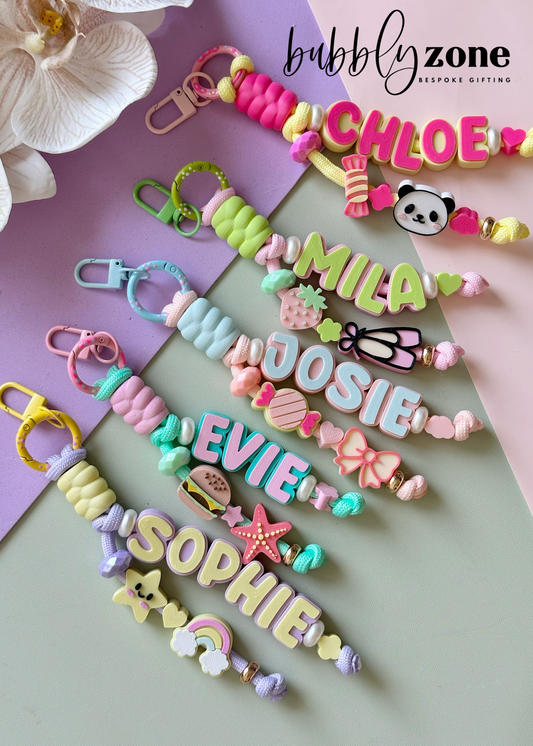 Custom Pastel Beaded Keychain with Cute Charms