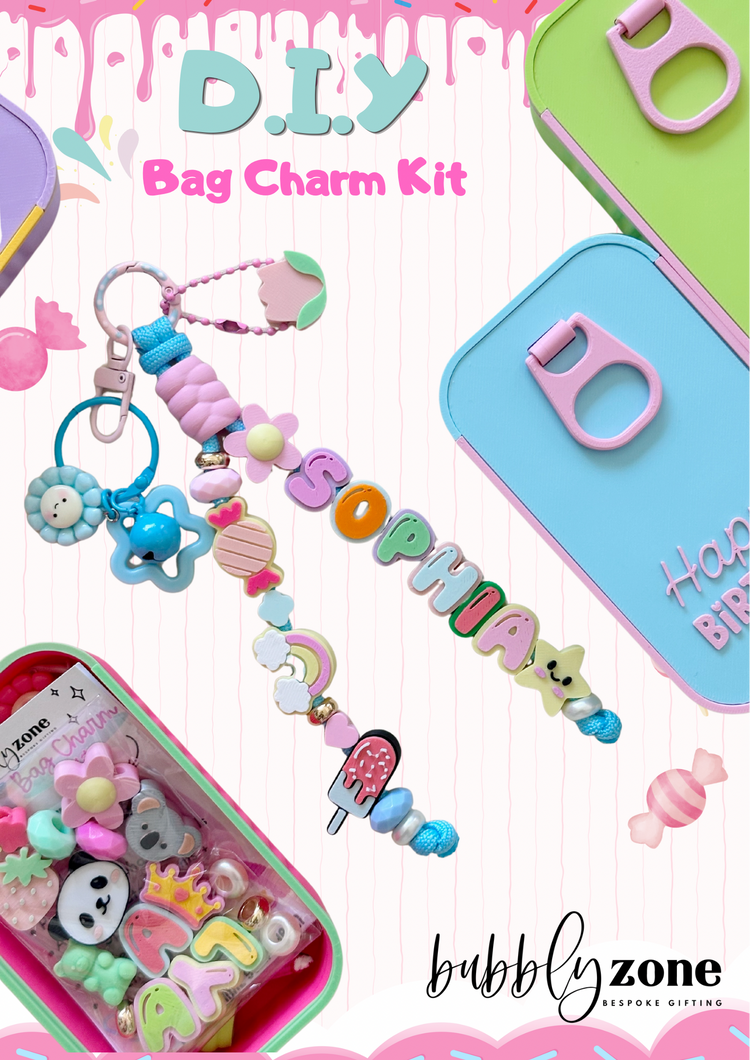 D.I.Y Personalised Name Bag Charm Kit/ Kids Craft Birthday Gift