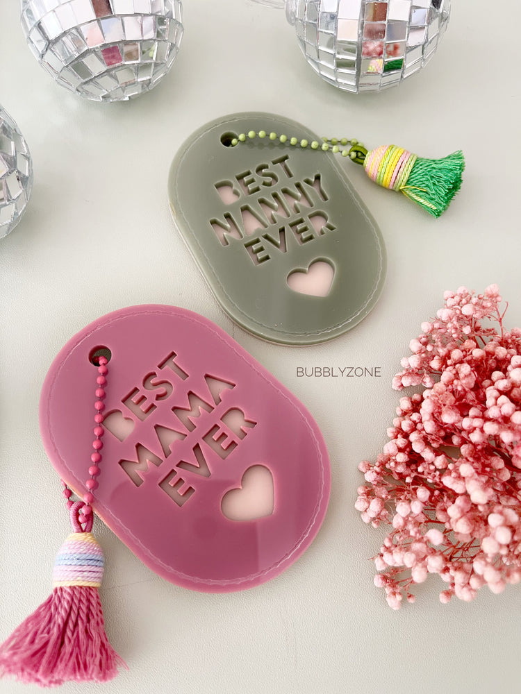 Personalized Best Mama Ever Acrylic Key Tag