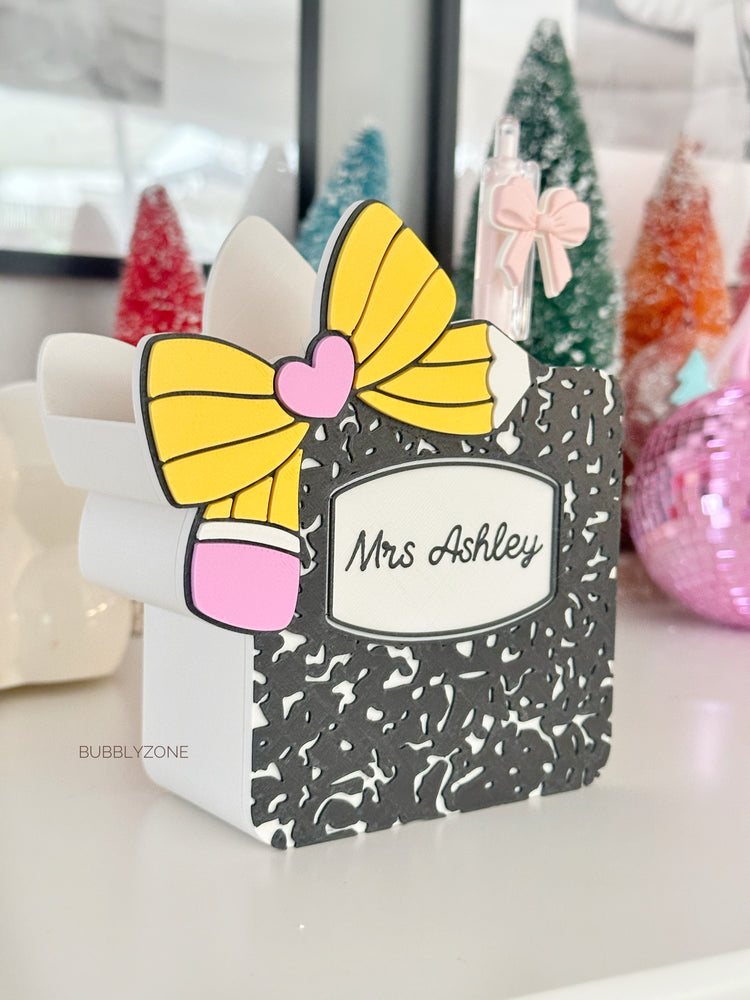 Personalized Composition Notebook Desk Organizer & Pen Holder