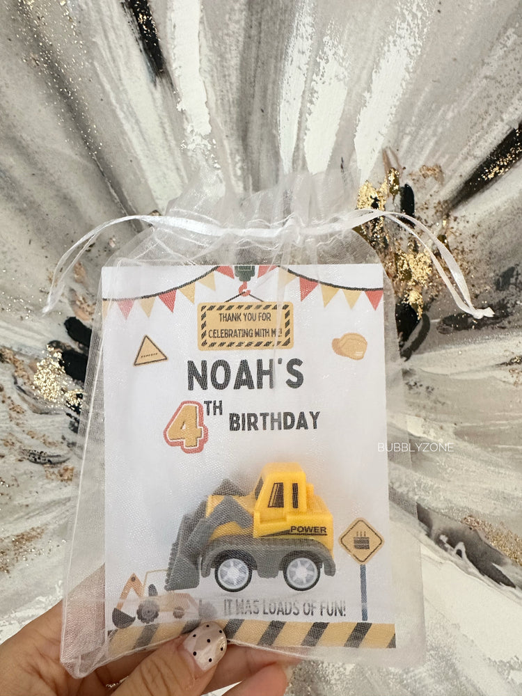 Custom Construction Birthday Party Favors| Toy Truck Thank You Cards