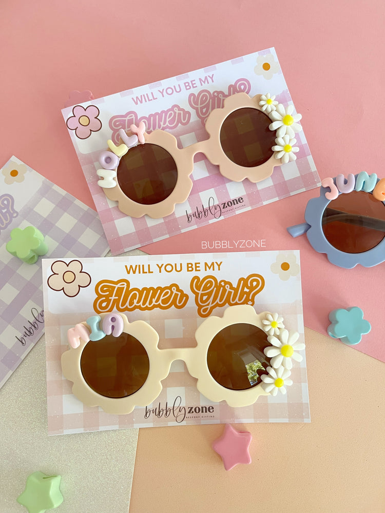 Personalised Kids Flower Girl Sunglasses ( Colorful Name) with Proposal Gift Card