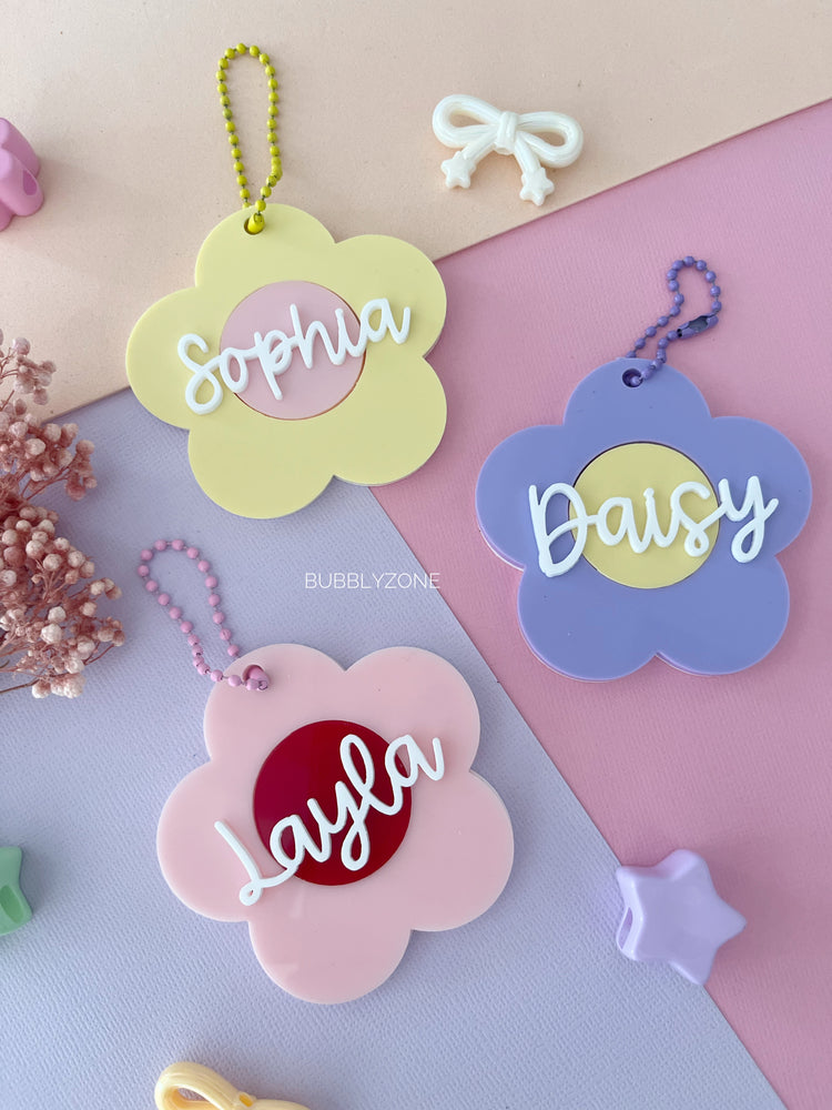 Personalised Flower NFC Emergency Contact Bag Tag