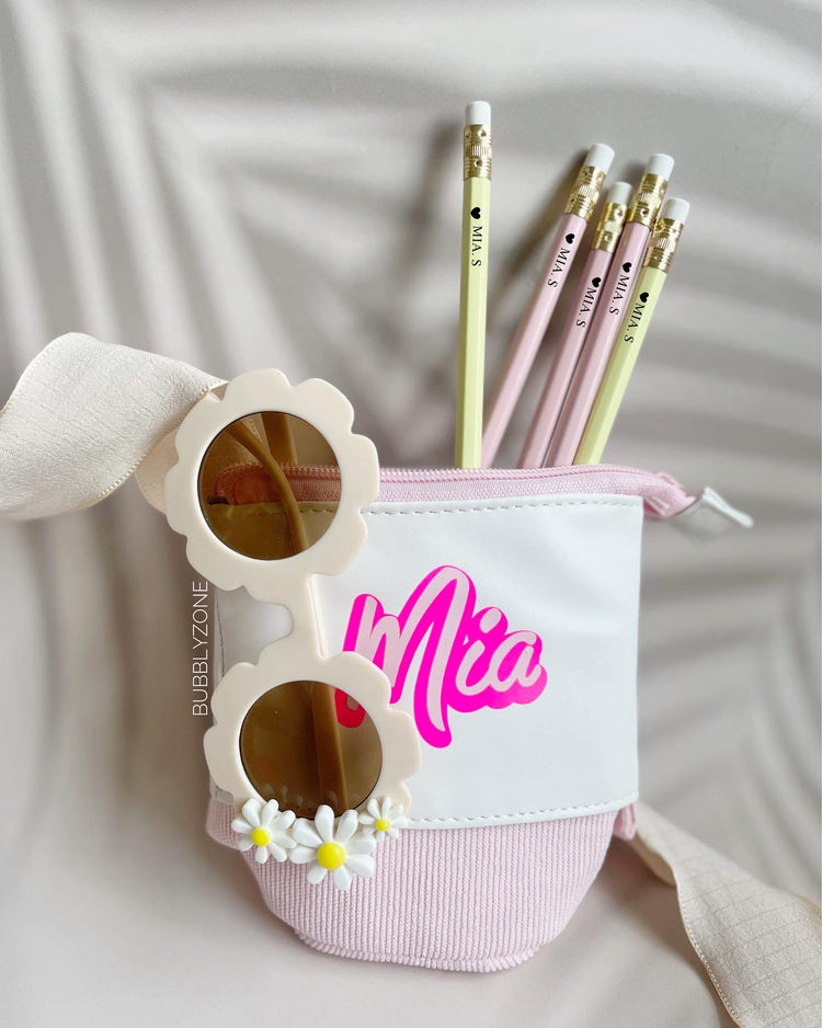 Personalized Kids Gift Set: Sunglasses, Pencil Case & Engraved Pencils