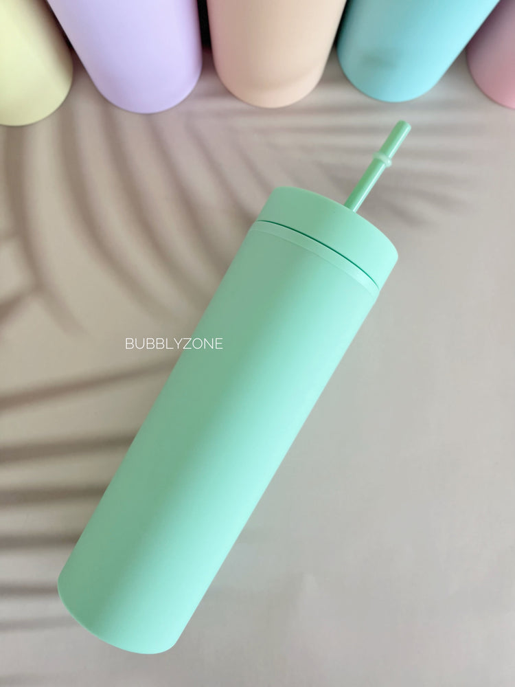 Blank 16oz Skinny Acrylic Tumbler with matching straw