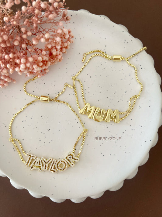 Personalised Bubble Name Adjustable Bracelet