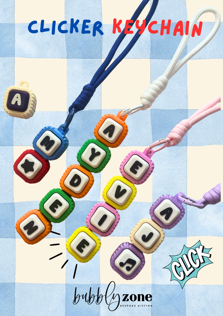 Personalised Articulated Modular Chunky Fidget Clicker Keychain