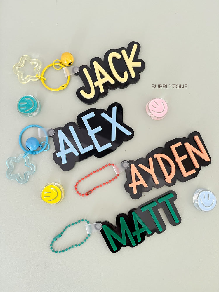 Personalised Kids Acrylic Bag Tag (Block Letters)
