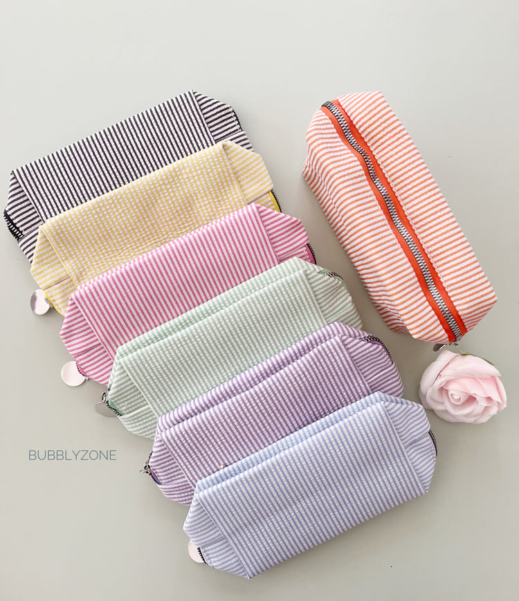 Personalised Striped Makeup Pouch