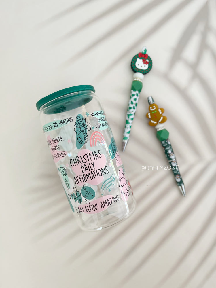 Christmas Affirmations 16oz Multi Colour Lid Glass Can