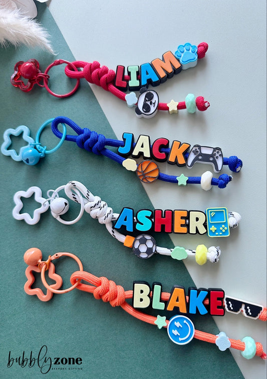 Personalised Boys Colour Pop Paracord Name Keychain