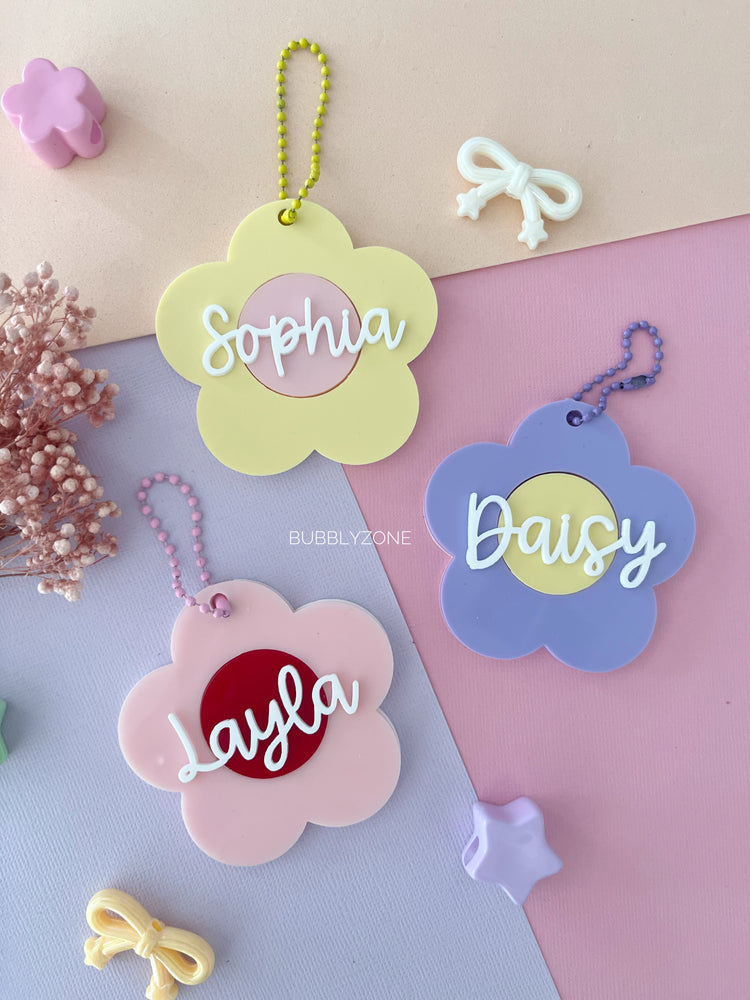 Personalised Flower NFC Emergency Contact Bag Tag