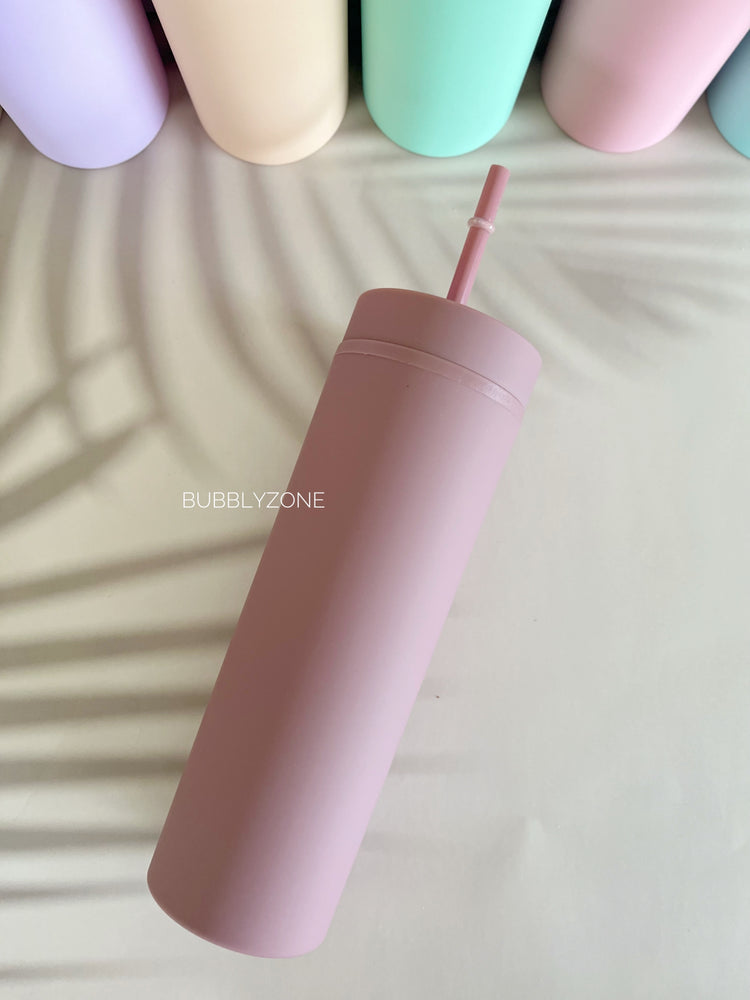Blank 16oz Skinny Acrylic Tumbler with matching straw
