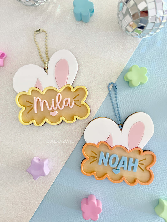 Personalized Kids Easter Bunny Ear Basket Tag