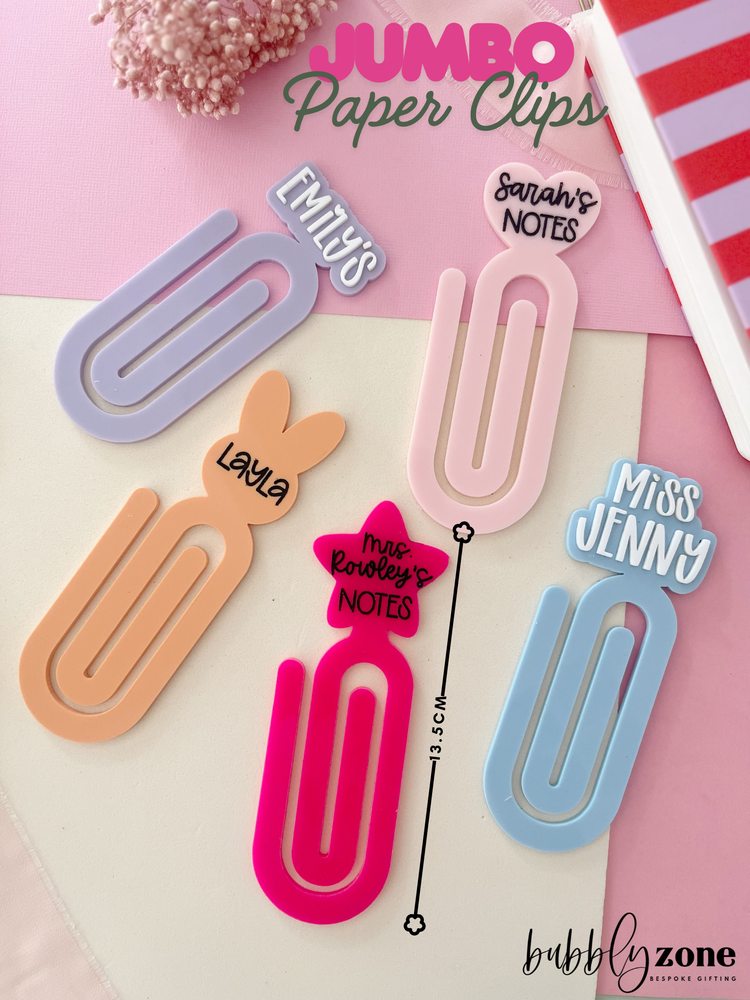 Personalised Jumbo Acrylic Paper Clips