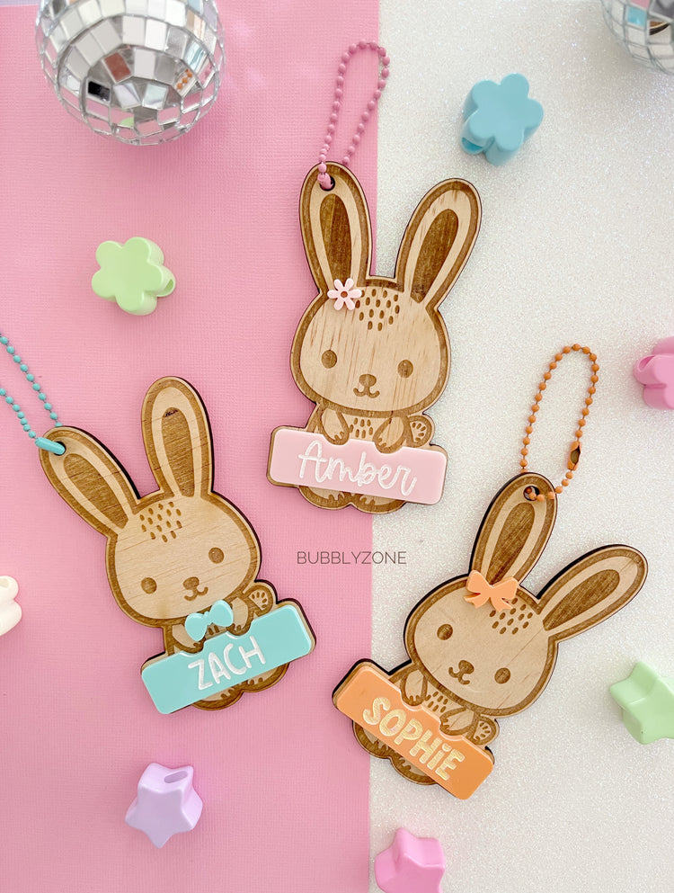 Personalized Wooden Bunny Name Tag for Easter Basket