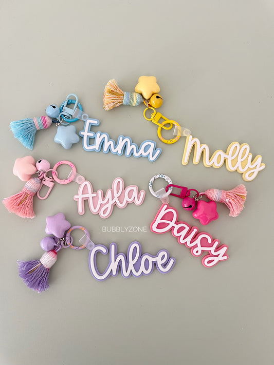 Personalised Acrylic Name Keychain with Tassel and Star Charm