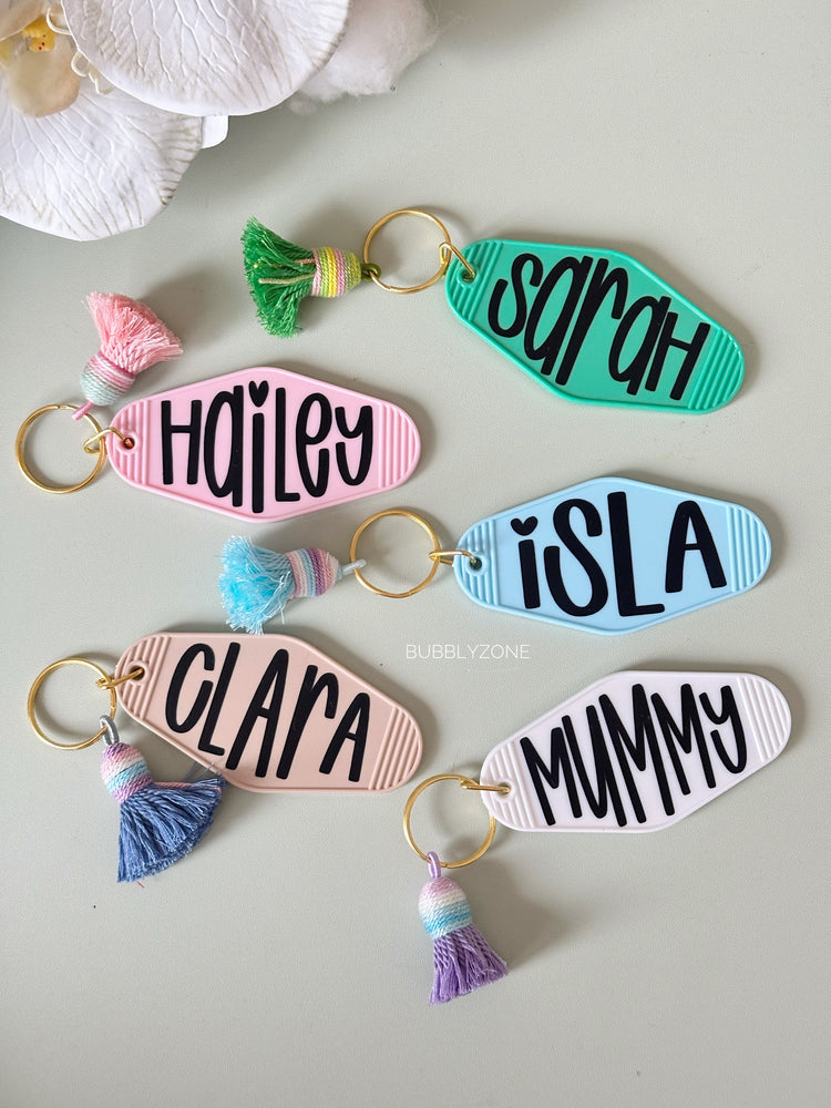 Personalised Square Jewellery Case with Vintage Motel Keychain