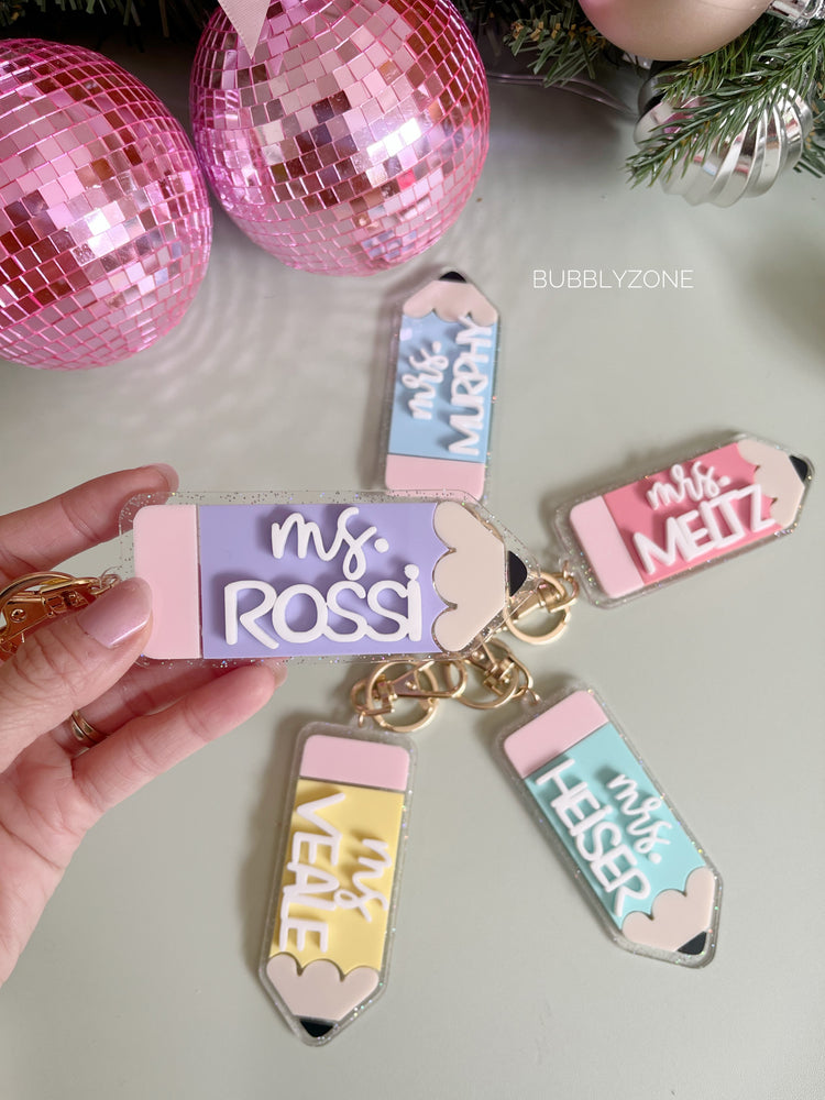Personalised Teacher Acrylic Pencil Keychain