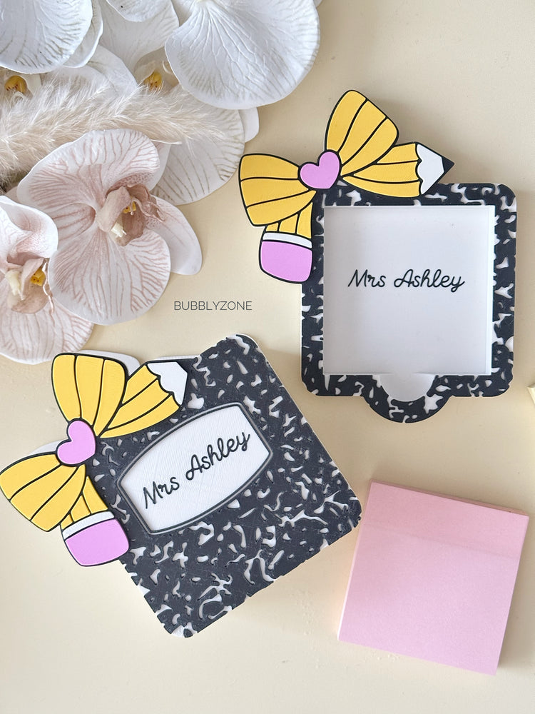 Personalised Teacher Desk Set of 2 ( Note Holder & Pen Holder Duo)