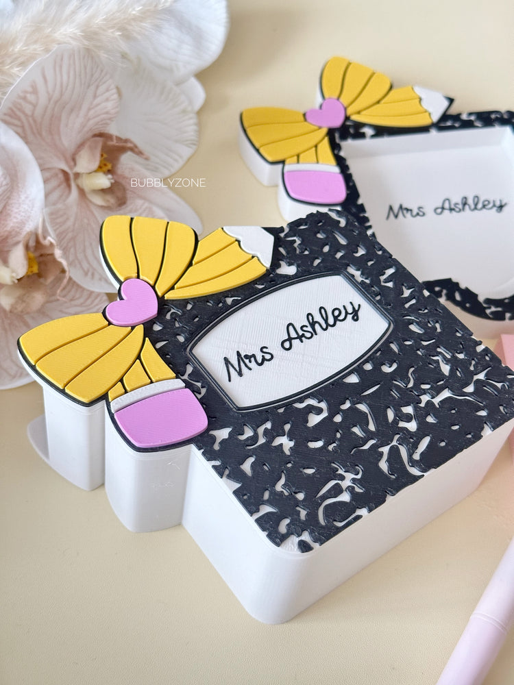 Personalised Teacher Desk Set of 2 ( Note Holder & Pen Holder Duo)
