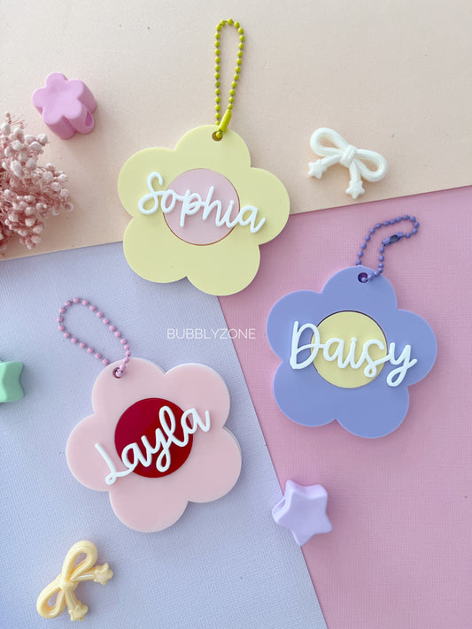 Personalised Flower NFC Emergency Contact Bag Tag