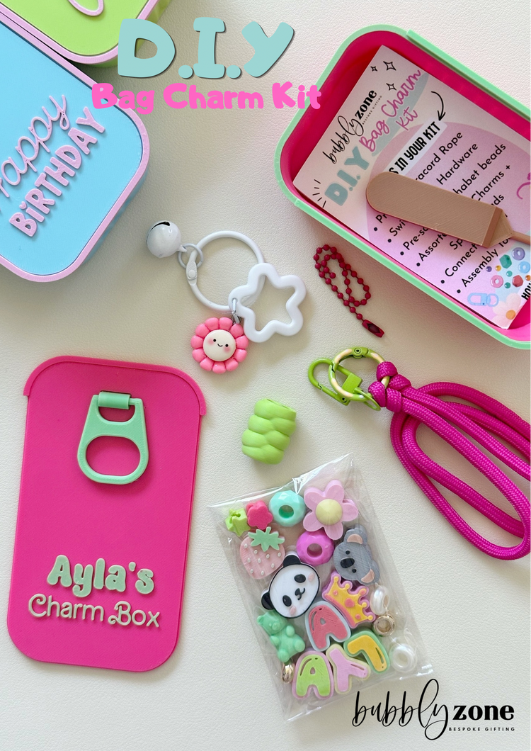 D.I.Y Personalised Name Bag Charm Kit/ Kids Craft Birthday Gift