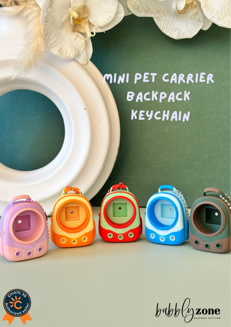 3D Printed Mini Pet Carrier Backpack Keychain
