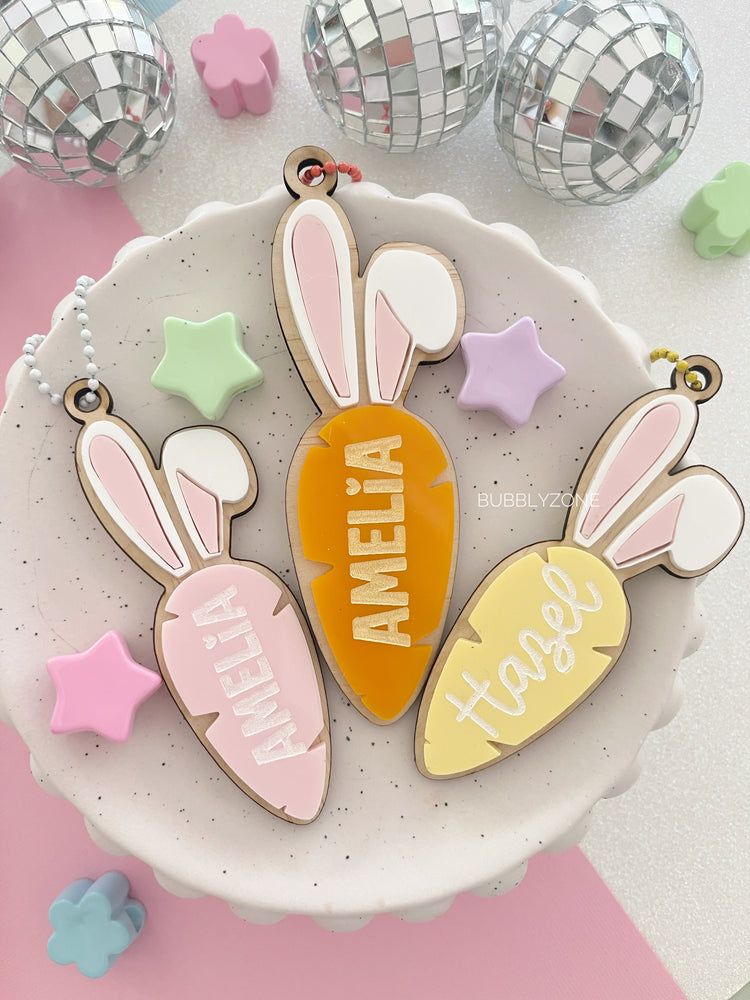 Personalized Bunny Carrot Easter Basket Tag