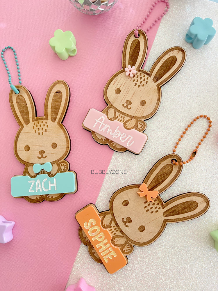 Personalized Wooden Bunny Name Tag for Easter Basket